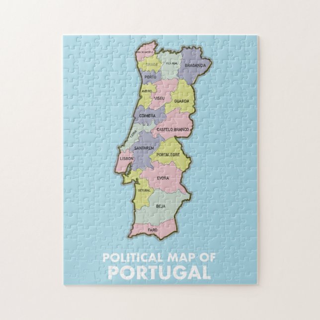 Quebra-cabeça Mapa político de Portugal (Vertical)