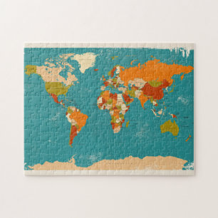 Quebra-cabeça Mapa político retro do mundo