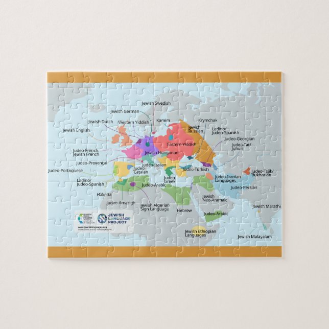 Quebra-cabeça Mapa Recortado de Línguas Judaicas (Horizontal)
