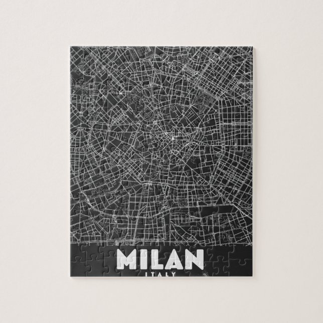 Quebra-cabeça Mapa Retro de Milão Itália (Vertical)