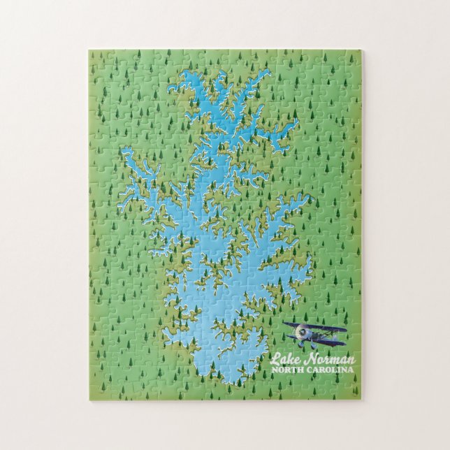 Quebra-cabeça Mapa retrô do Lago Norman Carolina do Sul (Vertical)