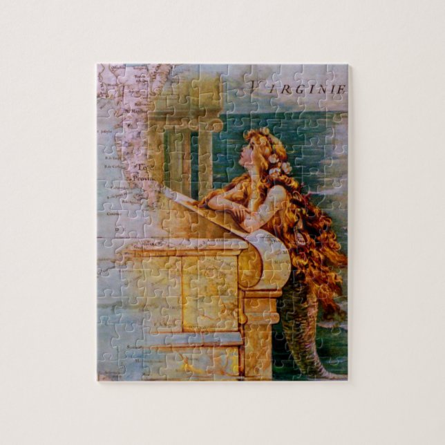 Quebra-cabeça Mapa & sereia náuticos antigos (Vertical)