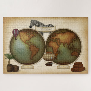 Quebra-cabeça Mapa Steampunk do Atlas do Viajante Mundial Neo-Vi
