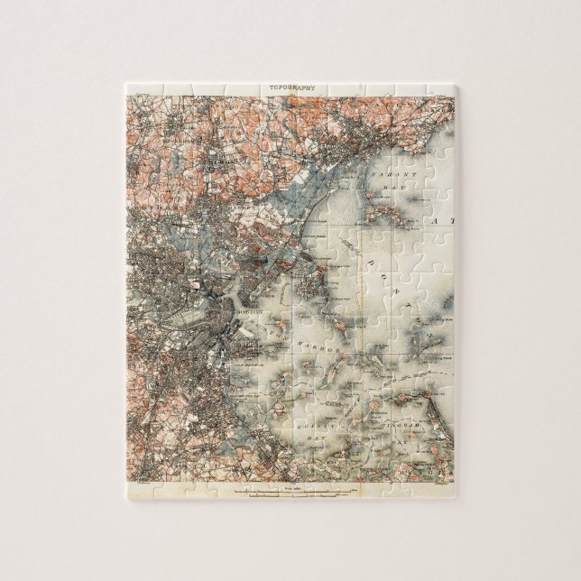 Quebra-cabeça Mapa Topográfico de Boston Massachusetts de 1898 (Vertical)