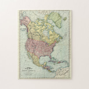 Quebra-cabeça Mapa Vintage da América do Norte (1897)