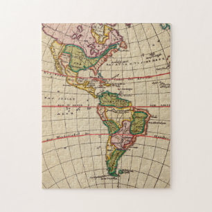 Quebra-cabeça Mapa Vintage da América do Norte e do Sul (1899)