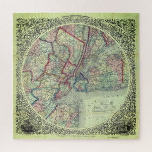 Quebra-cabeça Mapa Vintage da Área do Nova Iorque Muito Duro