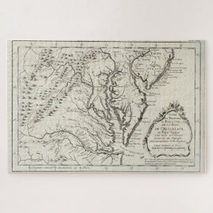 Quebra-cabeça Mapa Vintage da Baía de Chesapeake (1780)