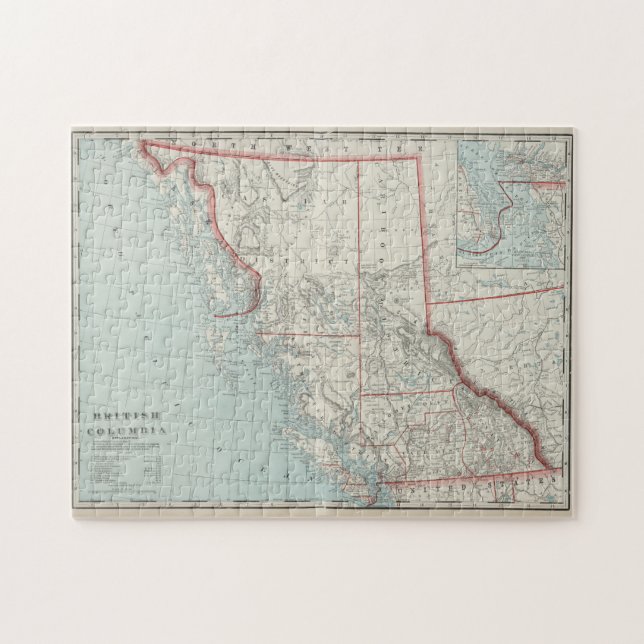 Quebra-cabeça Mapa Vintage da Colúmbia Britânica (1901) (Horizontal)