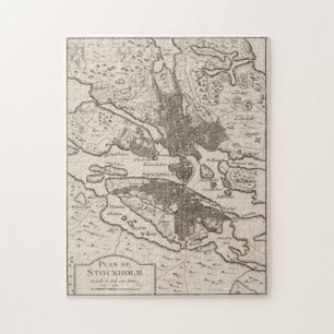 Quebra-cabeça Mapa Vintage da Suecia de Estocolmo (1764)
