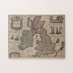 Quebra-cabeça Mapa Vintage das Ilhas Britânicas (1617)