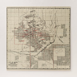 Quebra-cabeça Mapa Vintage de Butte Montana (1909)