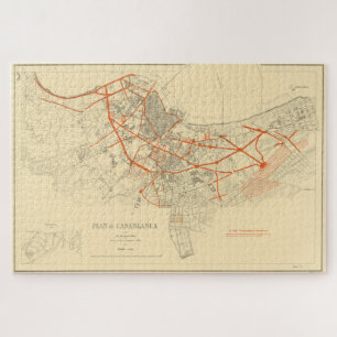 Quebra-cabeça Mapa Vintage de Casablanca Marrocos (1917)