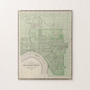 Quebra-cabeça Mapa Vintage de Evansville Indiana (1876)