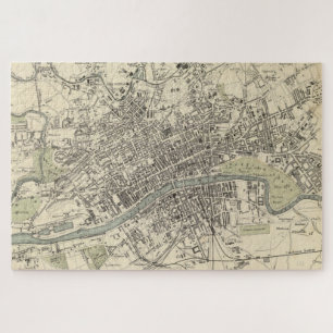 Quebra-cabeça Mapa Vintage de Glasgow na Escócia (1872)