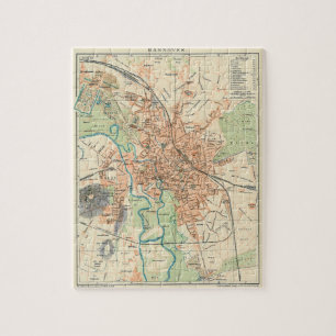 Quebra-cabeça Mapa Vintage de Hanover Alemanha (1895)
