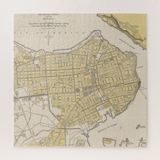 Quebra-cabeça Mapa Vintage de Havana Cuba (1905) (Vertical)