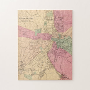 Quebra-cabeça Mapa Vintage de MÃES do Worcester (1871)