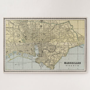 Quebra-cabeça Mapa Vintage de Marselha França (1901)