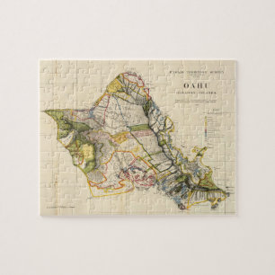 Quebra-cabeça Mapa Vintage de Oahu Havaí (1906)