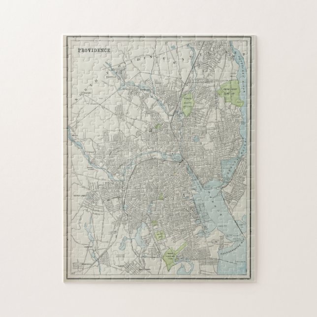 Quebra-cabeça Mapa Vintage de Providence Rhode Island (1901) (Vertical)