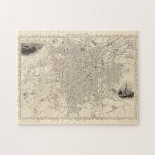 Quebra-cabeça Mapa Vintage de Sheffield, Inglaterra (1851)