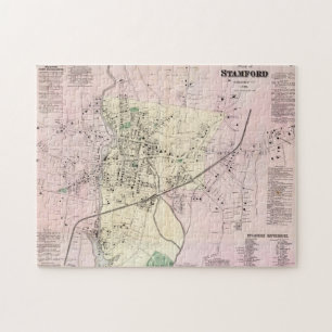 Quebra-cabeça Mapa Vintage de Stamford CT (1867)