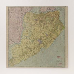 Quebra-cabeça Mapa Vintage de Staten Island NY (1911)