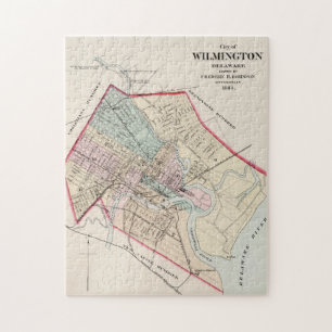 Quebra-cabeça Mapa Vintage de Wilmington Delaware (1884)