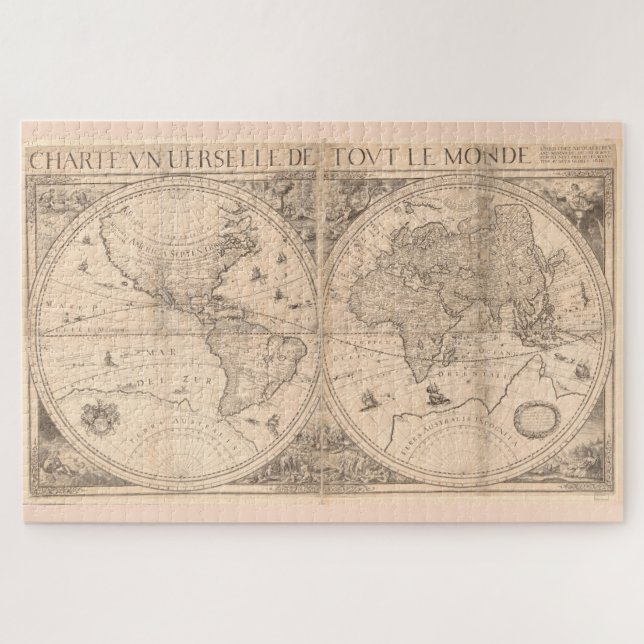 Quebra-cabeça Mapa Vintage do Mundo (1650) (Horizontal)