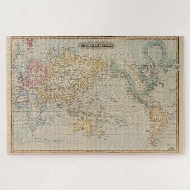 Quebra-cabeça Mapa Vintage do Mundo (1823) (Horizontal)