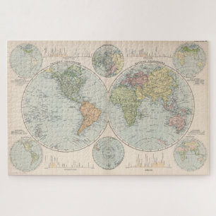 Quebra-cabeça Mapa Vintage do Mundo (1892)