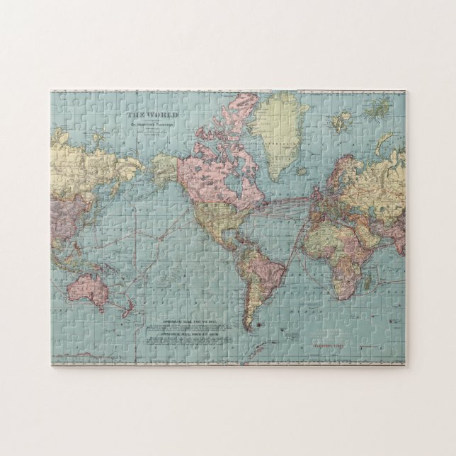 Quebra-cabeça Mapa Vintage do Mundo (1912) (Horizontal)