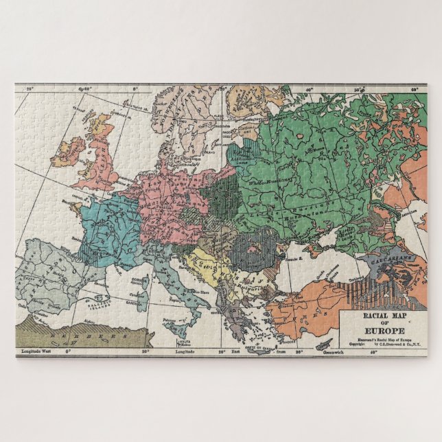 Quebra-cabeça Mapa Vintage Europe (Horizontal)