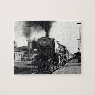 Quebra-cabeça Máquina a Vapor de Trem Locomotiva Antiga Ferrovia