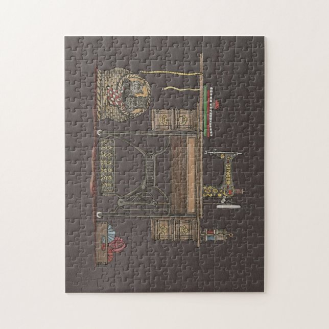 Quebra-cabeça Máquina de costura & gatinhos do Treadle (Vertical)