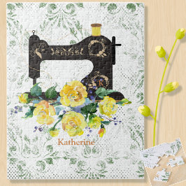 Quebra-cabeça Máquina de serra Floral Amarela Personalizada