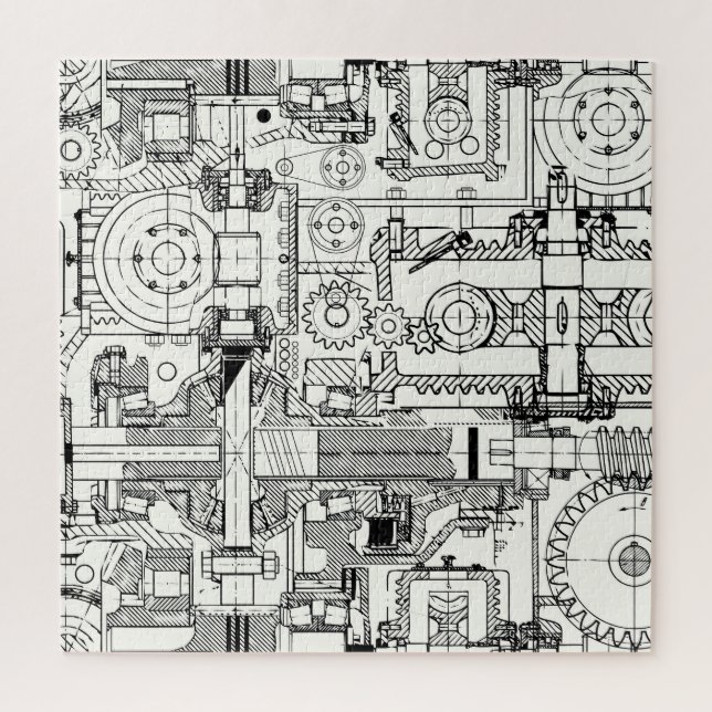 Quebra-cabeça Máquinas Técnicas Sem Costura. (Vertical)