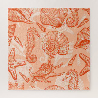 Quebra-cabeça Mar Desenhado À Mão: Padrão Vintage