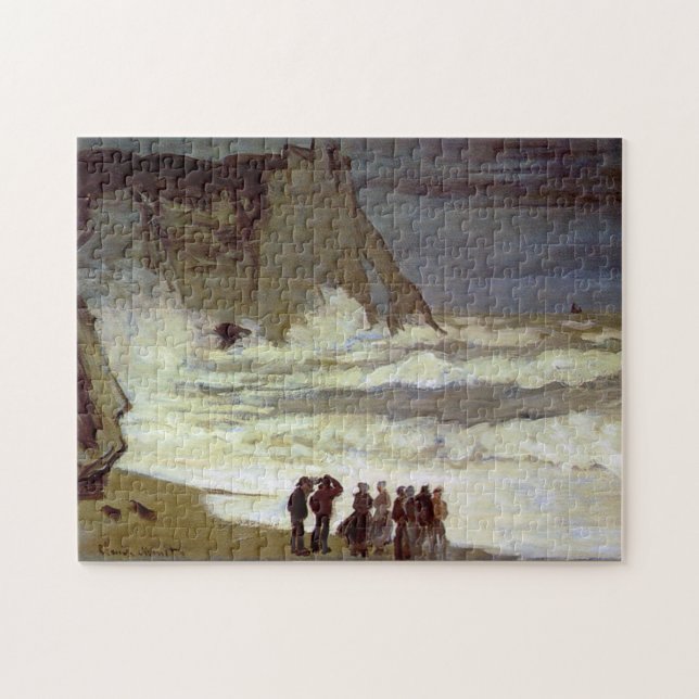 Quebra-cabeça Mar duro em Etretat Monet Fine Art (Horizontal)