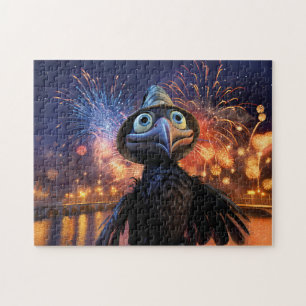 Quebra-cabeça Maravilha de Fogos de Artifício Corvo Assistindo o