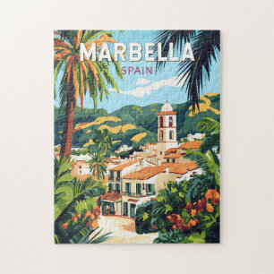 Quebra-cabeça Marbella Espanha Illustration Viagem Art Vintage