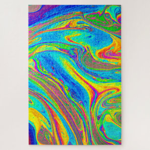 Quebra-cabeça Marble Rainbow Swirls Brilhante e Bonito