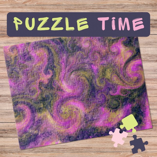 Quebra-cabeça Marbling Art August verde rosa - difícil (Criador carregado)