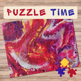 Quebra-cabeça Marbling Art Julho, creme vermelho quente - difíci