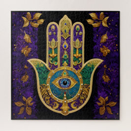 Quebra-cabeça Mardi Gras Dourada Roxo Verde Arte Hamsas