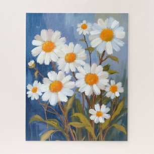 Quebra-cabeça Margaridas Brancas Flores Aquarela Pintadas
