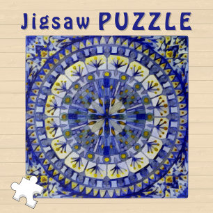 Quebra-cabeça Marinho de mosaico Boho Água Azul -