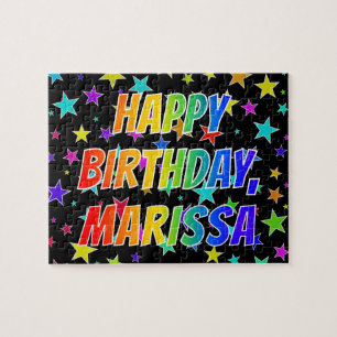Quebra-cabeça "MARISSA" Primeiro Nome, Diversão "FELIZ ANIVERSÁR