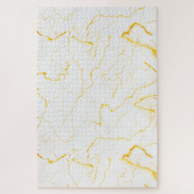 Quebra-cabeça Mármore Branco Elegante Dourado Elegante de Duro E (Vertical)